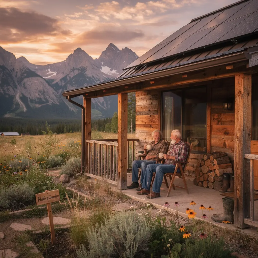 Ответственный путешественник, изучающий карту экологических маршрутов на фоне гор.